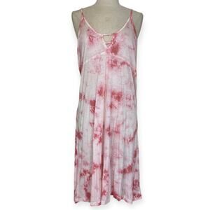 Pink tie-dye coverup dress, NEW womens large spaghetti strap beach swim cover